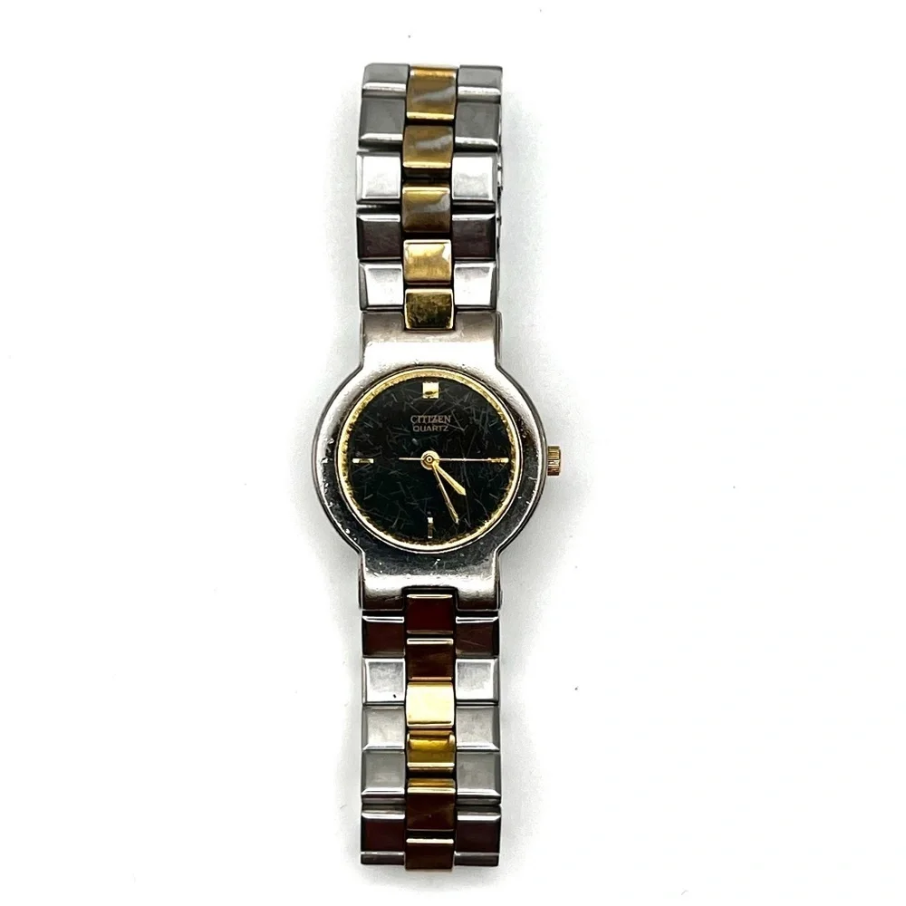 Citizen Vintage Petite Round Black Silver and Gold tones Ladies Watch Working